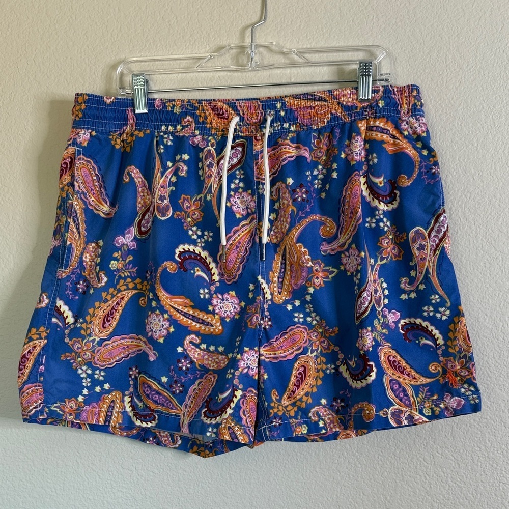 Polo Ralph Lauren Paisley blue swim trunks men’s XL EUC